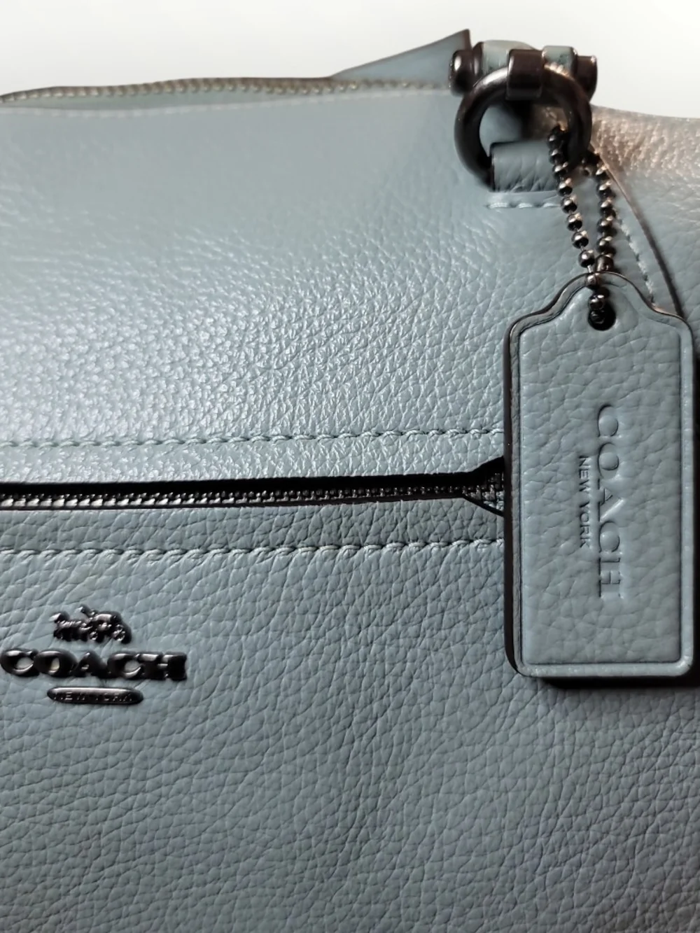 Coach Prairie Pebbled Leather Satchel in Slate Blue Gray Great Condition